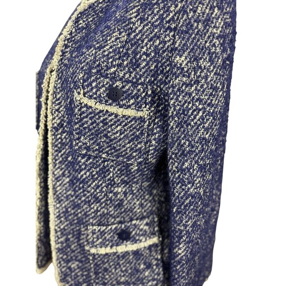 Talbots 10 Purple White Tweed Woven Blazer Jacket Classic Fall Winter Wool Blend - Picture 8 of 12